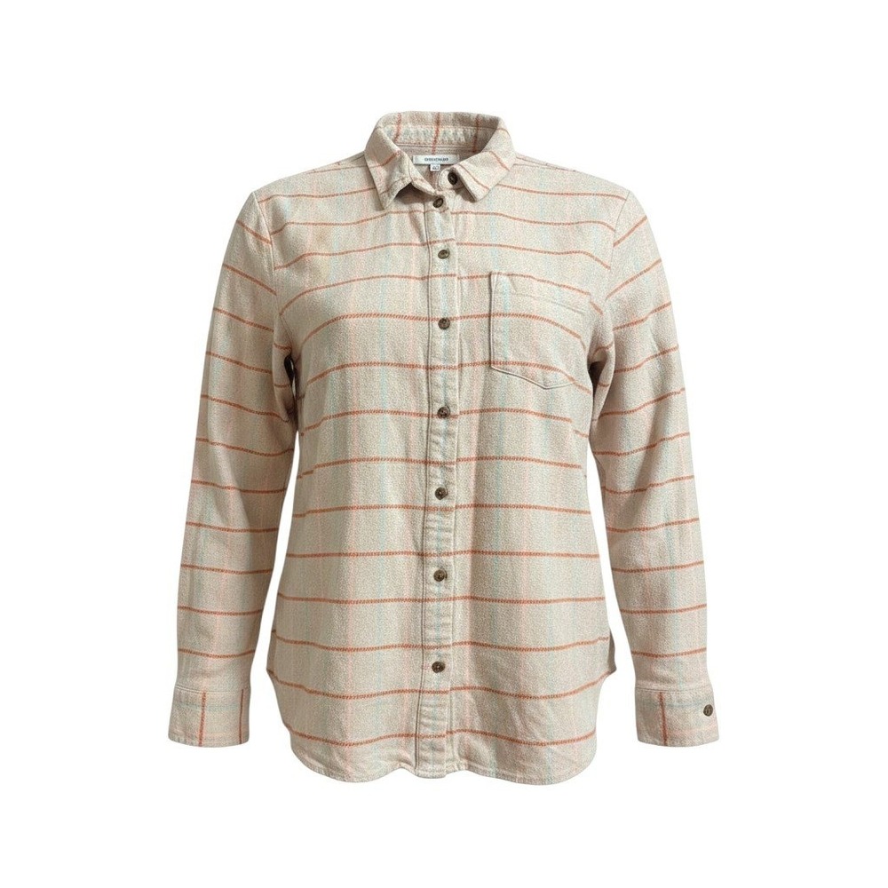 Madewell Flannel Shirt Medium Beige Plaid Button Down Long Sleeve Pocket